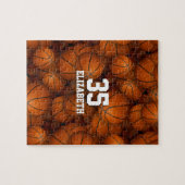 jongens gepersonaliseerd basketbalpatroon legpuzzel (Horizontaal)