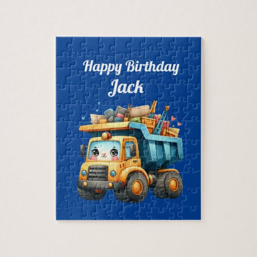 Jongen's gepersonaliseerde naam Happy Birthday Legpuzzel (Verticaal)