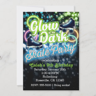 Jongens GLOW in het donker SKATE PARTY Verjaardags Kaart