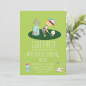 Jongens Golf Cute Verjaardagsfeestje Groen Kaart (Staand voorkant)