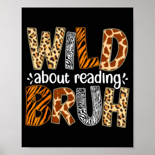 Jongens grappig wild dier over lezen bruh boek poster