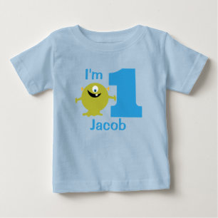 Jongens Groen Monster 1e Verjaardag Feest T-shirt