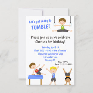 Jongens Gymnastiek Verjaardag Uitnodiging