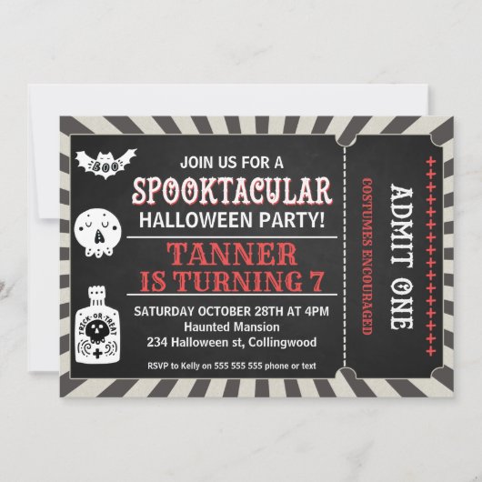 Jongens Halloween Ticket Verjaardag Uitnodiging (Voorkant)
