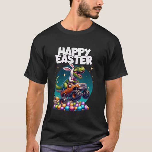 Jongens Happy Easter Bunny T Rex Dinosaur Monster  T-shirt (Voorkant)