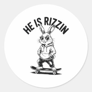 Jongens Hij Is Opgewekt Konijn Gezicht Sungles Ska Ronde Sticker