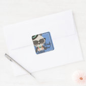 Jongens Hipster Mister Panda Beer Verjaardag Vierkante Sticker (Envelop)