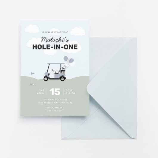 Jongens Hole-in-One Golf 1e verjaardag Kaart
