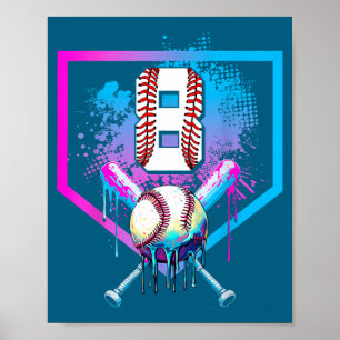 Jongens honkbal Drip 8e verjaardag Thuis Poster