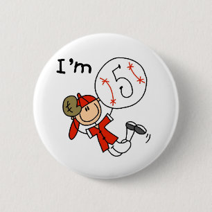 Jongens honkbal ik ben 5 ronde button 5,7 cm