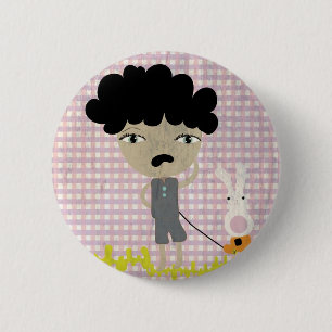 Jongens huilen niet om bunny grungy arme gingham i ronde button 5,7 cm