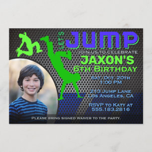 Jongen's Jump Photo Birthday Party Kaart