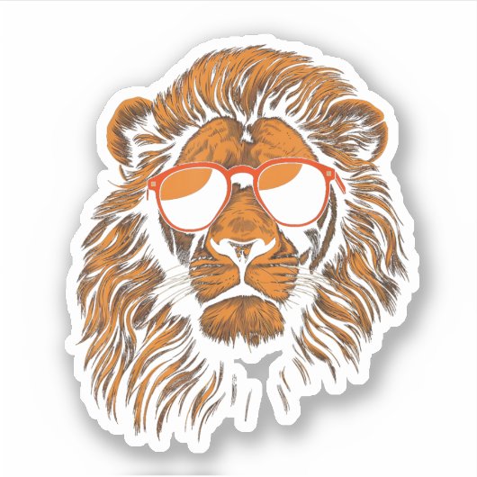 Jongens Kinderen Grappige Leeuw Dier Sticker (Voorkant)