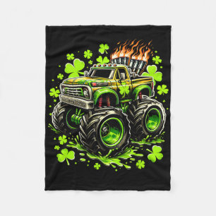 Jongens Kinderen Monster Groene Truck Shamrock St Fleece Deken