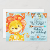 Jongens, kleine leeuw verjaardagsuitnodiging.. kaart (Voorkant / Achterkant)