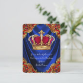 Jongens Kroonprins Doop Koninklijk Blauw Satijn Kaart (Staand voorkant)