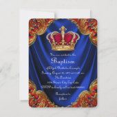 Jongens Kroonprins Doop Koninklijk Blauw Satijn Kaart (Achterkant)