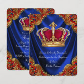 Jongens Kroonprins Doop Koninklijk Blauw Satijn Kaart (Voorkant / Achterkant)