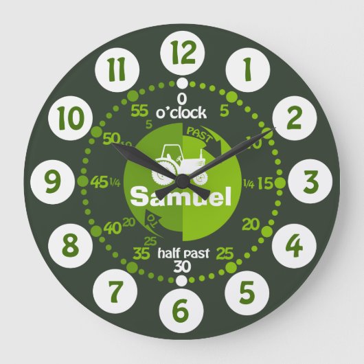 Jongens leren tijd-groene boerderij tractor klok (Voorkant)