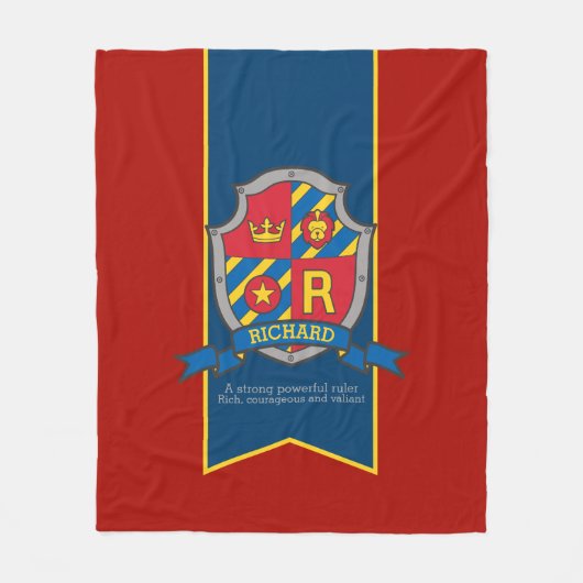 Jongens letter R naam betekent Richard leeuw ridde Fleece Deken (Voorkant)