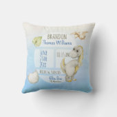 Jongens Leuke Groene T-Rex Keepsake Geboorte Stats Kussen (Achterkant)