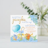 Jongens Little Pumpkin Baby Shower Uitnodigingen (Staand voorkant)