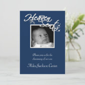 Jongens Marine Blauwe Foto Doop Kaart (Staand voorkant)