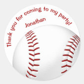 jongens meisjes honkbal softbal partij dank u ronde sticker (Voorkant)