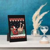 Jongens Meisjes Kerstman Rijden Giraffe Sleigh Ugl Fotoplaat (Zijkant)