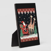 Jongens Meisjes Kerstman Rijden Giraffe Sleigh Ugl Fotoplaat (Zijkant)