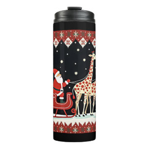 Jongens Meisjes Kerstman Rijden Giraffe Sleigh Ugl Thermosbeker