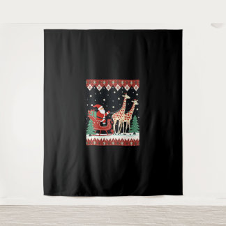 Jongens Meisjes Kerstman Rijden Giraffe Sleigh Ugl Wandkleed