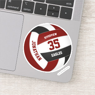 jongens meisjes maroon zwart team kleuren volleyba sticker