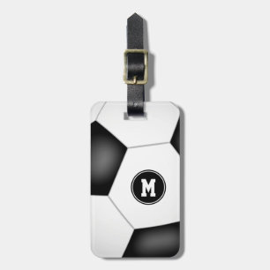 jongens meisjes monogrammen voetbaltas bagagelabel