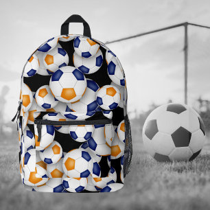 Jongens Meisjes Voetballer Blauw sinaasappel Team Bedrukte Rugzak
