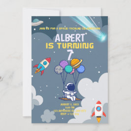 Jongens Modern Astronaut Grijs Kinderverjaardag Kaart