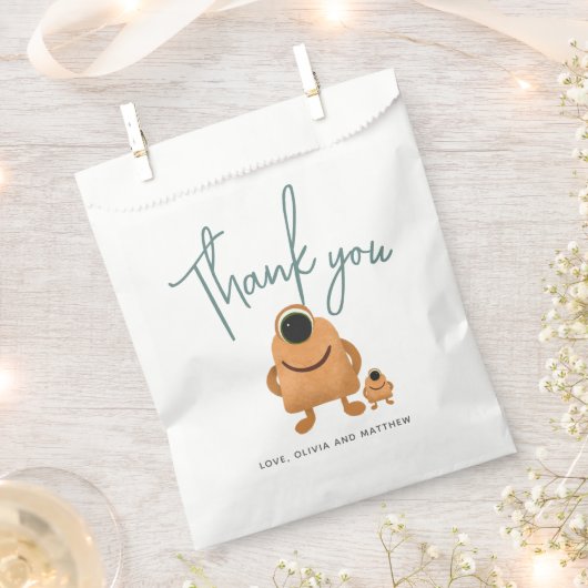 Jongens Modern Schattige Monster Alien Baby shower Bedankzakje (Geknipt)