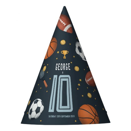 Jongens Modern Sport Verjaardagsfeest Feesthoedjes (Voorkant)