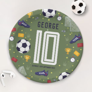 Jongens Modern Sport Voetbal Kinderen Verjaardag Papieren Bordje