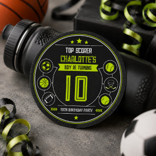 Jongens Modern Zwart Sportief Kinderen 10e Verjaar Ronde Sticker