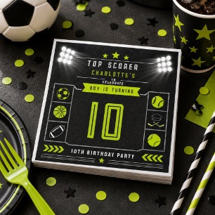 Jongens Modern Zwart Sportief Kinderen 10e Verjaar Servet