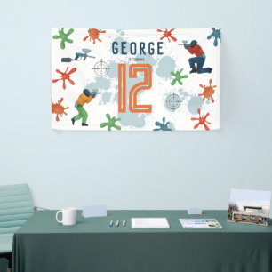 Jongens Moderne Paintball Party Sport Kids Verjaar Spandoek