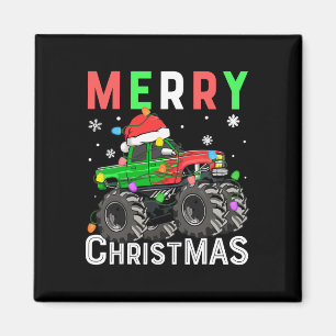 Jongens Monster Truck Vrolijke Kerstman Hoed Kinde Magneet