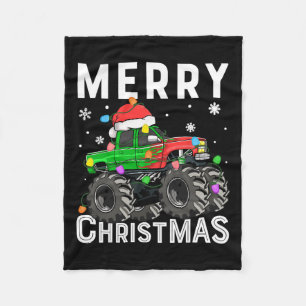 Jongens Monster Truck Vrolijke Kerstman Hoed Peute Fleece Deken