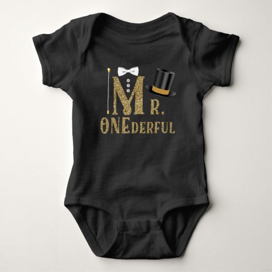 Jongens Mr ONEderful 1e verjaardagshirts Romper (Voorkant)