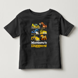 Jongens Naam Giant Construction Diggers Graafmachi Kinder Shirts