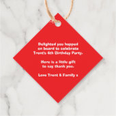 Jongens naam leeftijd trein loco rood wit verjaard bedankjes labels (Achterkant)