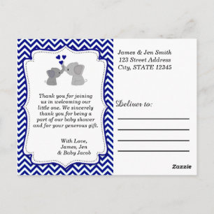 Jongens NAVY Blauwe Olifant BEDANKT Postkaarten 36
