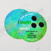 Jongens neon BOWLING BALL bowling Glow verjaardags Kaart (Voorkant / Achterkant)