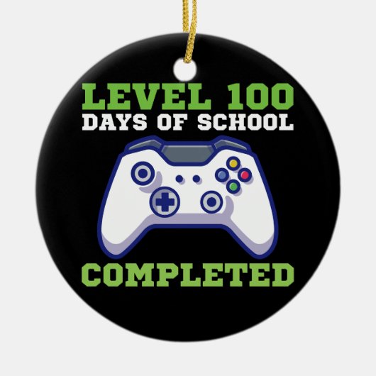 Jongens niveau 100 dagen van de school voltooid keramisch ornament (Voorkant)